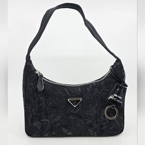 Prada Re-Edition 2000 Hobo Brocade Lurex Shoulder Bag